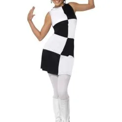 Sixties Black And White Partygirl Vrouw Kostuum