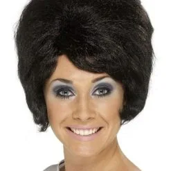 60s Beehive Zwarte Pruik