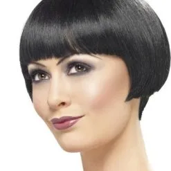 20s Bob Zwarte Pruik