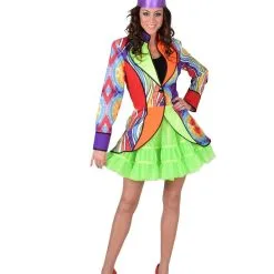 Dol Dwaas Gekleurde Jaren 70 Jas Met Batik Vrouw