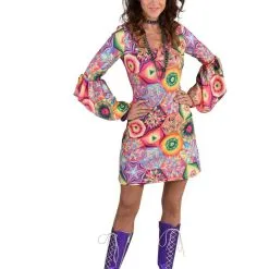 Funky Psychedelische Hippie Jurk 70s Vrouw
