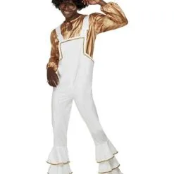 70s Glamour Disco Goud Wit Man Kostuum