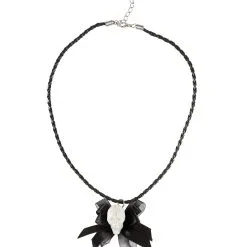 Halloween Juweel Ketting Glitter Schedel Met Strikje