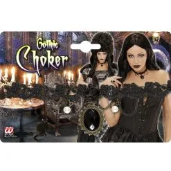 Chique Nekband Gothic Met Zwarte Steen En Rozen -Sieraden Verkoopwinkel wdm1014 05722 e 1