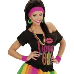 Atletische 80s Zweetband Set, Neon Rose -Sieraden Verkoopwinkel wdm1014 05832 d 8