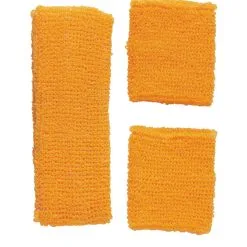 Atletische 80s Zweetband Set Neon Oranje