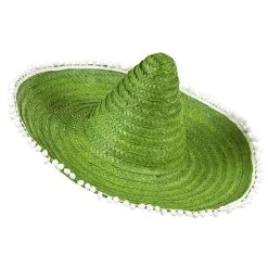 Sombrero 50cm, Groen Met Pom Poms