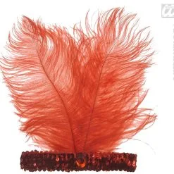 Hoofdband Rood Met Marabou En Edelsteen