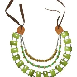 Tribal Ketting Met Groene Stenen