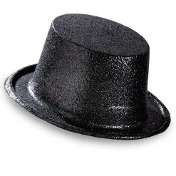 Showmaster Glitter Hoge Hoed, Zwart