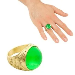 Dikke Gouden Ring Met Groene Steen
