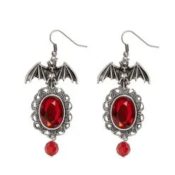 Halloween Accessoire Vleermuis Oorringen Met Rode Steen
