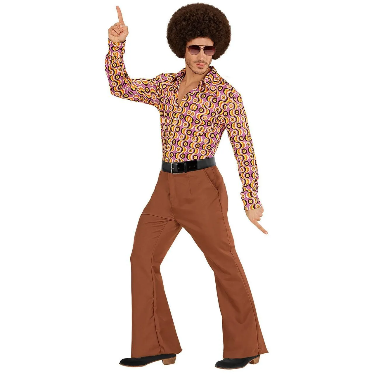 Groovy Gandalf 70s Heren Broek, Bruin Man 2 Groovy Gandalf 70s Heren Broek, Bruin Man - Afbeelding 2