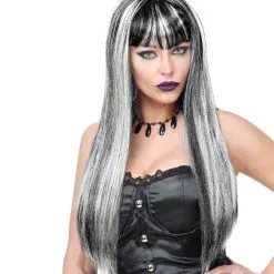 Pruik Lang Dood Grijs Haar