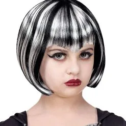 Zwart Witte Bebop Heksen Pruik
