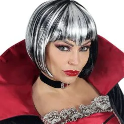 Zwart Witte Bebop Vampier Pruik