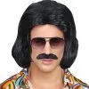 Foute 70s Dandy Pruik En Snor Zwart