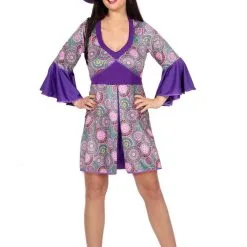 Paarse Flower Power Claudia Vrouw Kostuum